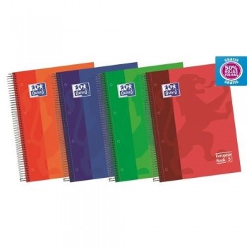 Cuaderno espiral A4+ 120 hojas 90 gramos (50% hojas gratis) tapa extradura colores vivos cuadrícula 5x5 European 5 Oxford