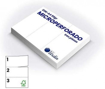 A4 80GR 2MICROPERFORADOS  A 1/3 PARA RECIBOS 500HOJAS