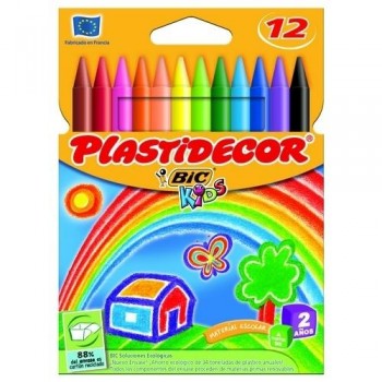 Cera plástica estuche 12UDS. surtidas colores vivos Plastidecor