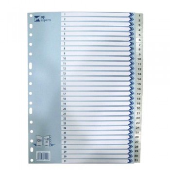 Separador Folio PP numérico del 1-31 16 taladros gris Ofiexperts