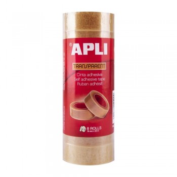 CINTA ADHESIVA TRANSP 19X33 MM APLI ROLLO 8UDS