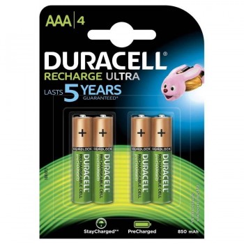 PILAS 1.5 AAA RECARGABLES HR03 800 MA DURACEL 4UDS