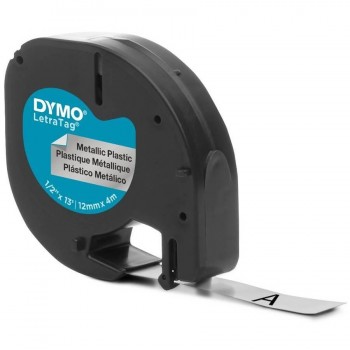 CINTA ROTULADORA METALIZADAS 12MMX4M NEGRO/PLATA DYMO