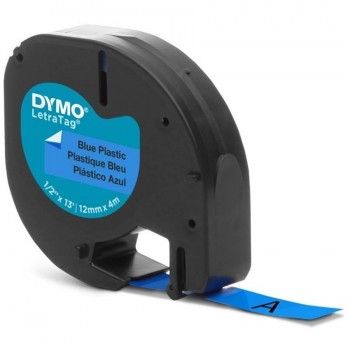 CINTA ROTULADORA PLÁSTICO 12MMX4M NEGRO/AZUL DYMO