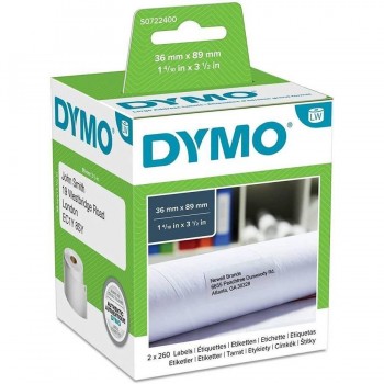 Etiquetas papel para direcciones 260 x 2 rollos blancas 89 x36mm. Dymo LW