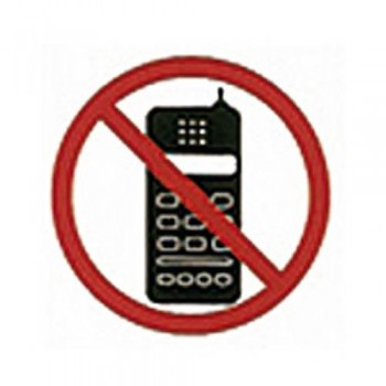 Pictograma adhesivo 114x114 mm. Prohibido Teléfono Móvil Apli