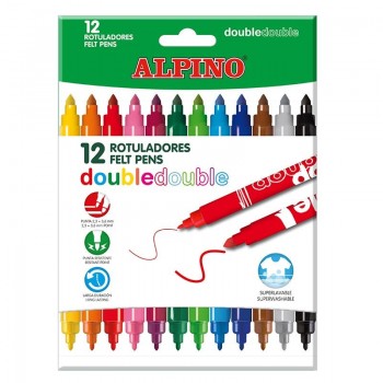 ROTULADORES COLORES ALPINO DOBLE PUNTA CJ.12 UDS.
