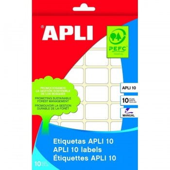 ETIQUETAS ADHESIVAS ESCRITURA MANUAL 19 X 40 BLANCAS SOBRE 10 HOJAS APLI