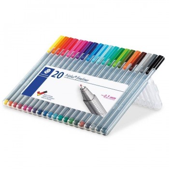 Rotulador punta fina 0,3 mm Triplus Fineliner 334 Staedtler estuche 20 un.