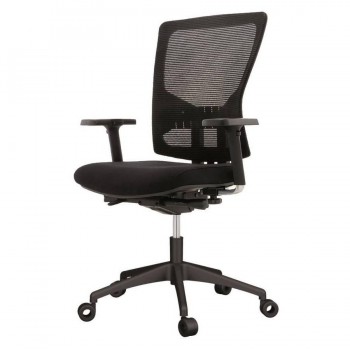SILLA OPERATIVA OFICINA RESPALDO MALLA NEGRA Y ASIENTO TAPIZADO AZUL, BRAZOS INCLUIDOS  RD937-3