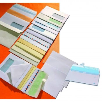 Sobre americano blanco 115x225 sin ventanilla tira silicona adhesiva  500 unidades