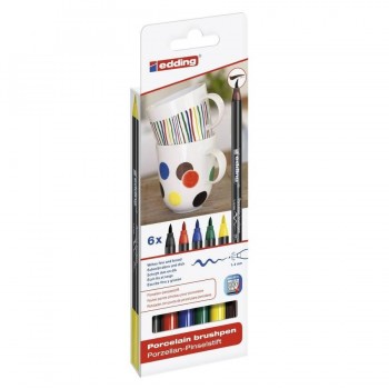 Rotulador porcelana punta pincel 1-4mm. 6 Colores básicos surtidos Edding 4200