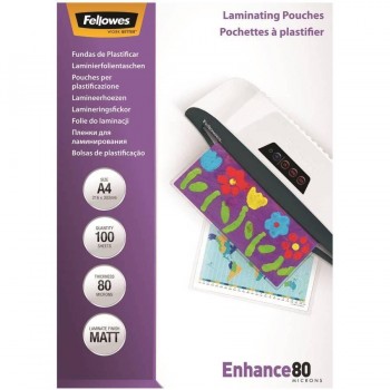 FUNDA PLASTIFICAR A4 80 MICRAS MATE 100 FELLOWES