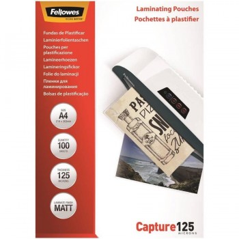 FUNDA PLASTIFICAR A4 125 MICRAS MATE 100 UN. FELLOWES