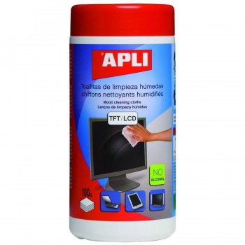 Toallitas limpiadoras para pantallas TFT/LCD bote 100 unidades. Apli