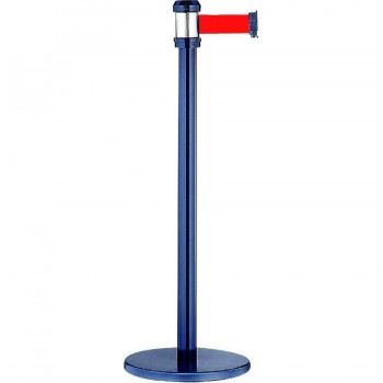 Poste Separador Metalico Negro c/ Cordon Rojo 2M