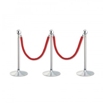 Poste Separador Cromado c/ Cordon Rojo 2M. 2 Uds