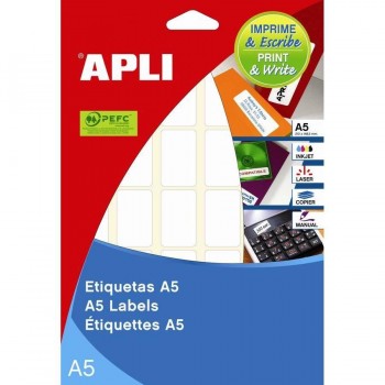 ETIQUETAS ADHESIVAS MULTIFUNCIÓN A5 19X27 MM. 15 HOJAS CANTOS ROMOS APLI