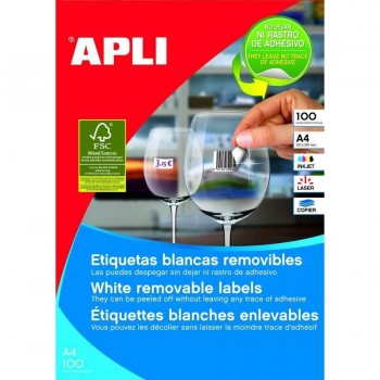 ETIQUETAS ADHESIVAS MULTIFUNCIÓN REMOVIBLES 38 X 21,2 MM. 100 HOJAS APLI