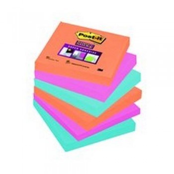 NOTAS ADHESIVAS SUPER STICKY 76X76MM COLORES BANGKOK PACK DE  6 BLOCS POST-IT