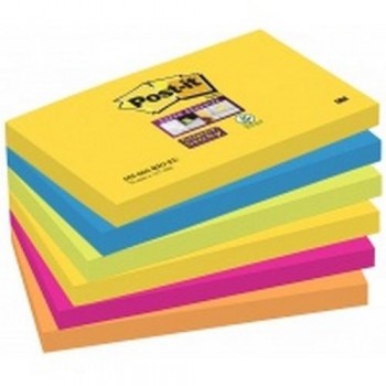 NOTAS ADHESIVAS SUPER STICKY 76X127 MM 6 BLOCS X 90HOJAS RÍO DE JANEIRO POST-IT