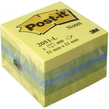 NOTAS ADHESIVAS MINI CUBO 51X51MM. LIMÓN 400 HOJAS POST-IT