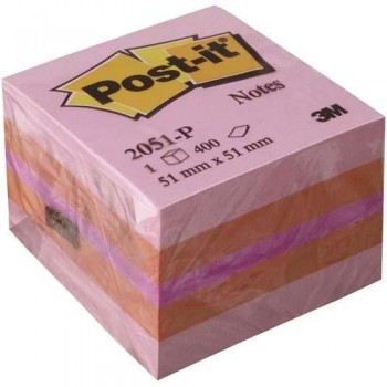 NOTAS ADHESIVAS MINI CUBO 51X51MM. ROSA 400 HOJAS POST-IT