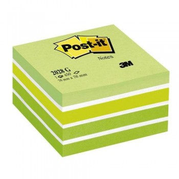 NOTAS ADHESIVAS CUBO 76X76X45MM. PASTEL VERDE 450 HOJAS POST-IT