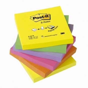 NOTAS ADHESIVAS Z-NOTES 76 X 76 MM. NEÓN. COLORES SURTIDOS.PACK 6 BLOCS NOTAS  POST-IT