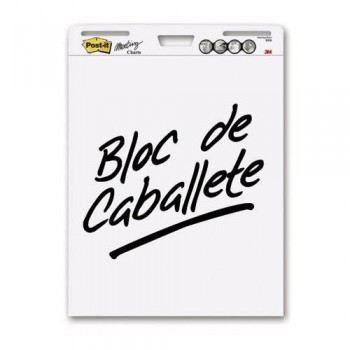 BLOC REUNIONES DE CABALLETE LISO BLANCO 30 HOJAS LISAS POST-IT