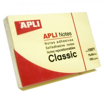 NOTAS ADHESIVAS AMARILLO 100H 50X75MM APLI