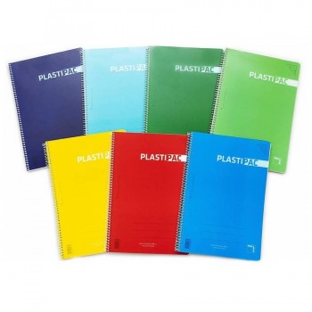Cuaderno espiral Folio 80 hojas 90gr. tapa plástico cuadrícula 4x4 c/margen Plastipac Pacsa