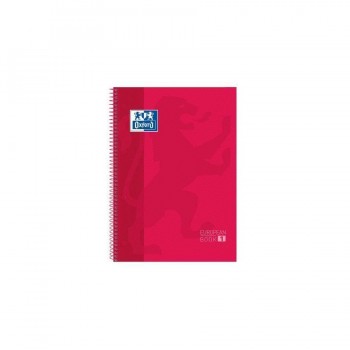 Cuaderno espiral A4+ 80 hojas 90 gr. 4 taladros tapa extradura cuadrícula 5x5 rojo European 1 Classic Oxford