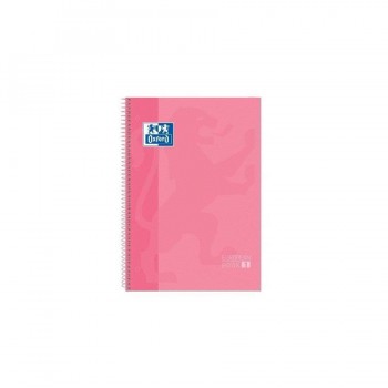 Cuaderno espiral A4+ 80 hojas 90 gr. 4 taladros tapa extradura cuadrícula 5x5 rosa chicle European 1 Classic Oxford