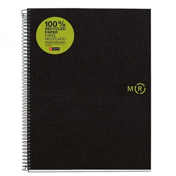 CUADERNO ESPIRAL A4 120 HOJAS 80GR. CUADRÍCULA 5X5 MICROPERFORADAS 4 TALADROS GRIS NOTE BOOK 4 RECICLADO MIQUEL RIUS