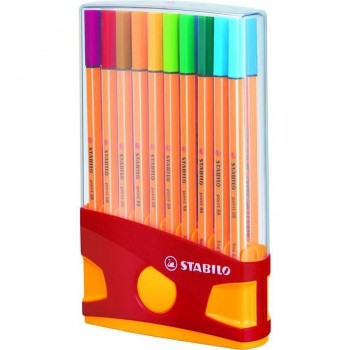 ROTULADOR PUNTA FINA 0,4MM POINT 88 COLORPARADE SOPORTE CON 20 COLORES SURTIDOS STABILO