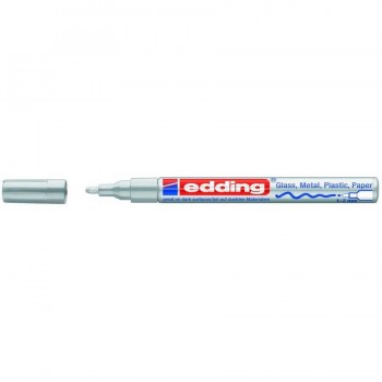 Marcador permanente tinta opaca punta redonda 1-2 mm. plata Edding 751