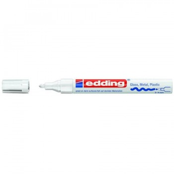Marcador permanente tinta opaca punta redonda 2-4 mm. blanco Edding 750