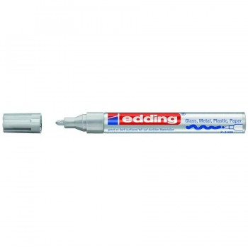 Marcador permanente tinta opaca punta redonda 2-4 mm. plata Edding 750