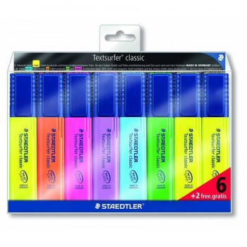 ESTUCHE MARCADORES STAEDTLER 6+2 GRATIS C/SURT