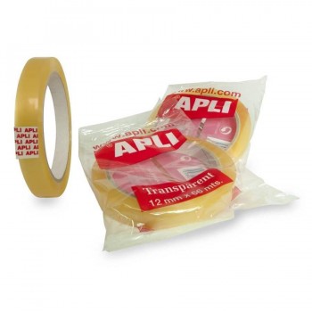 Cinta adhesiva transparente 12 mm x 66m.  Apli