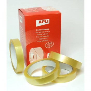 Cinta adhesiva transparente 19 mm x 66m.  Apli