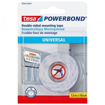 CINTA ADHESIVA DOBLE CARA 1,5M X 19MM POWERBOND UNIVERSAL TESA