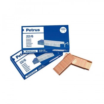 Grapas cobreadas 22/6 caja 1000 unidades Petrus