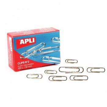 Clips Plateados Nº 2 32 mm. caja 100 unidades Apli
