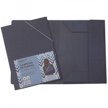 CARPETA Fº GOMAS/SOLAPAS CARTON AZUL / CUERO