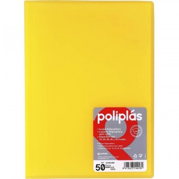 CARPETA FUNDAS POLIPLAS TRANSL. FOLIO 50 FUNDAS AMARILLO GRAFOPLAS