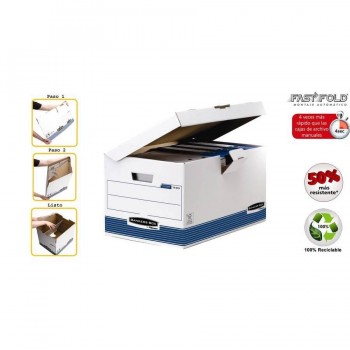 CONTENEDOR ARCHIVO TAPA FIJA MAXI BANKERS BOX BLANCO AZUL FELLOWES
