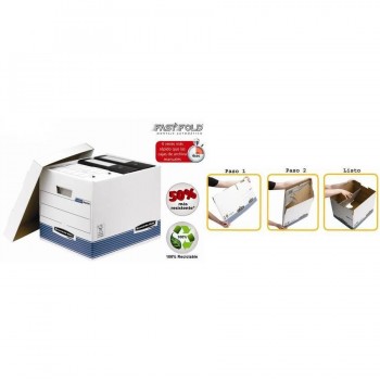 CONTENEDOR ARCHIVO AUTOMONTABLE A4 BANKERS BOX BLANCO AZUL FELLOWES