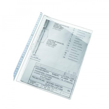 FUNDA PLANOS A4 PVC 4 TALADROS CORTE OBLÍCUO CAJA 100 UN. ESSELTE